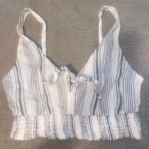 Abercrombie white and blue tie top size small